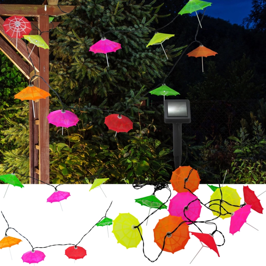 LED Łańcuch solarny 10xLED/1,2V 300 mAh 3,8 m IP44 parasole