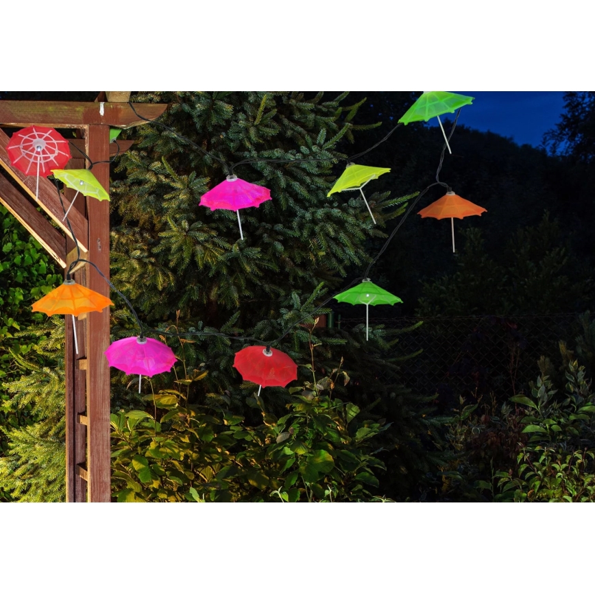LED Łańcuch solarny 10xLED/1,2V 300 mAh 3,8 m IP44 parasole