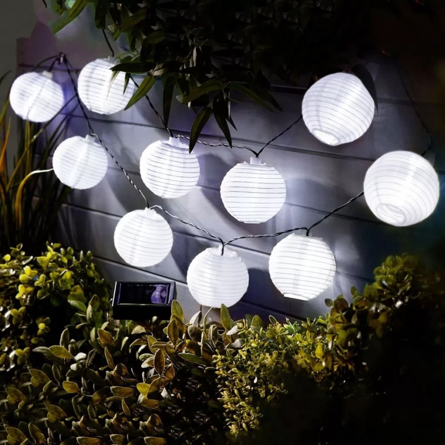 LED Łańcuch solarny 10xLED/1,2V 300mAh 3,7m IP44 zimna biel