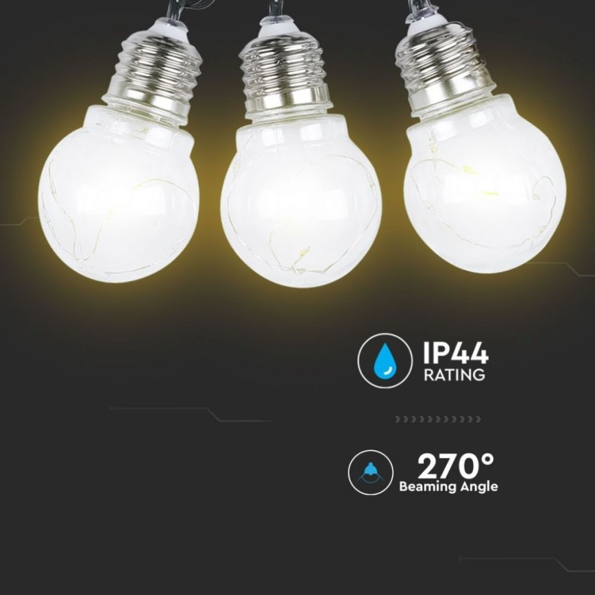 LED Łańcuch solarny 10xLED/1W/1,2V 2 m IP44 3000K