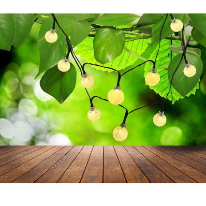 LED Łańcuch solarny 30xLED/8 funkcji 300 mAh 4,9m IP44 ciepła biel