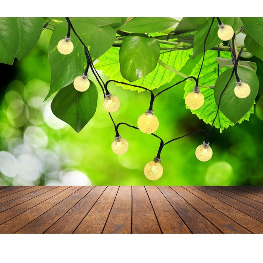 LED Łańcuch solarny 30xLED/8 funkcji 300 mAh 4,9m IP44 ciepła biel