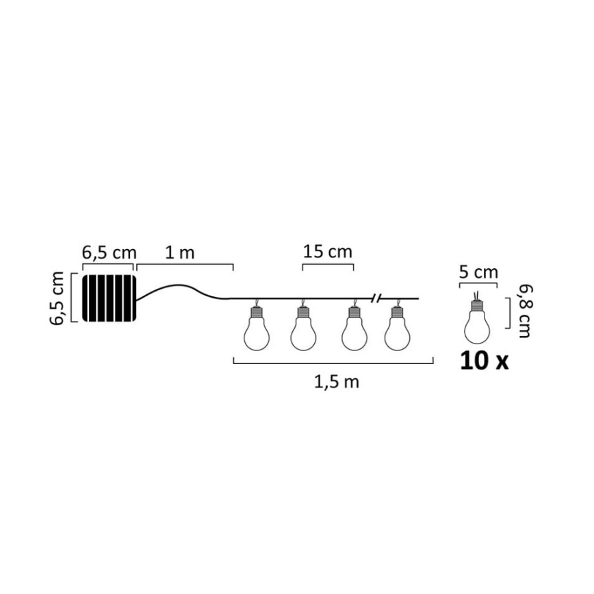 LED Łańcuch solarny PARTY 10xLED/1,2V 400 mAh IP44