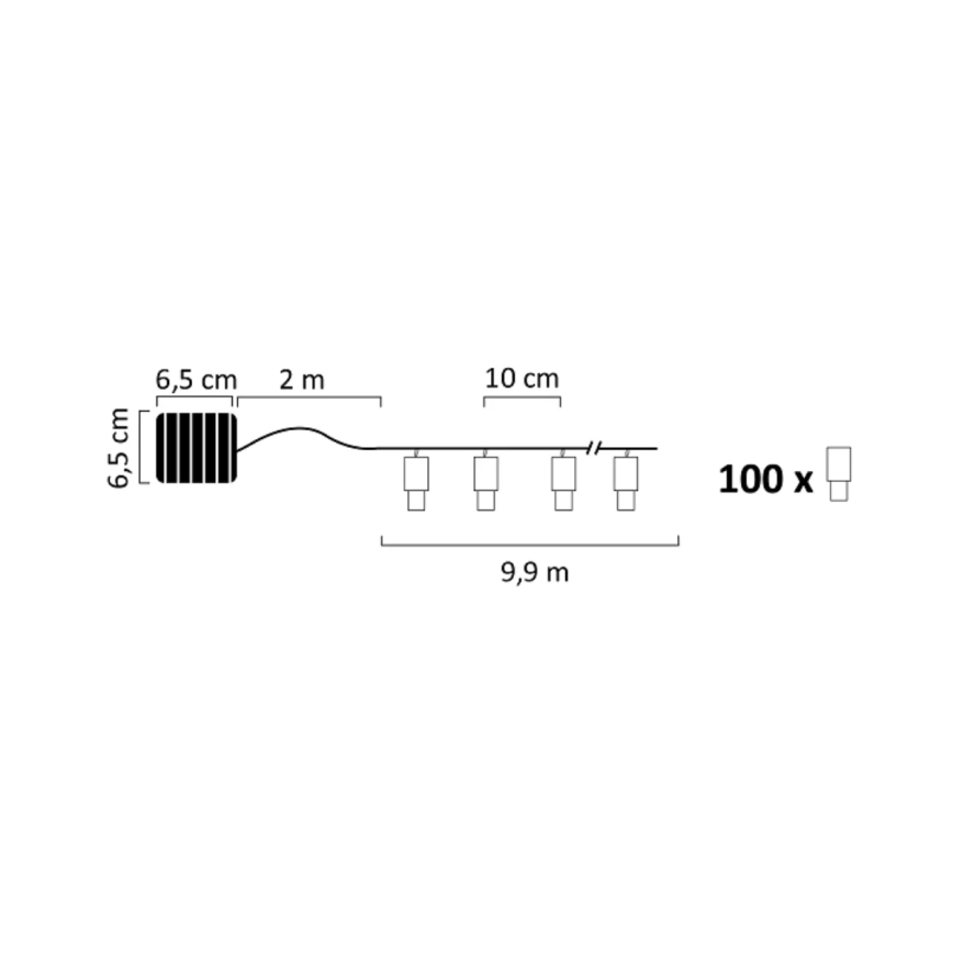 LED Łańcuch solarny SHINE 100xLED/1,2V 400 mAh 11, 9 m IP44