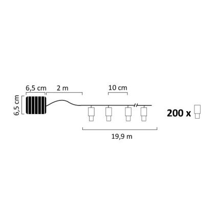 LED Łańcuch solarny SHINE 200xLED/1,2V 600 mAh 21,9 m IP44