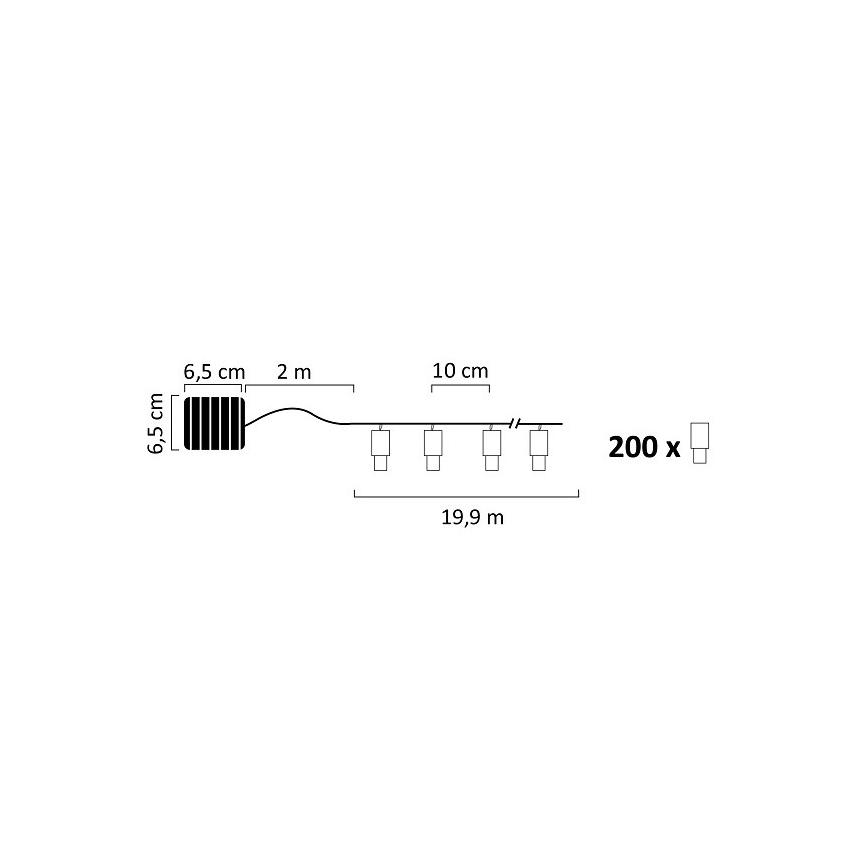 LED Łańcuch solarny SHINE 200xLED/1,2V 600 mAh 21,9 m IP44