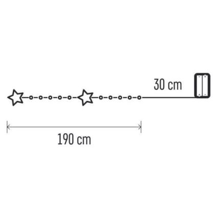 LED łańcuch świąteczny 20xLED/2xAA 2,2 m ciepła biała