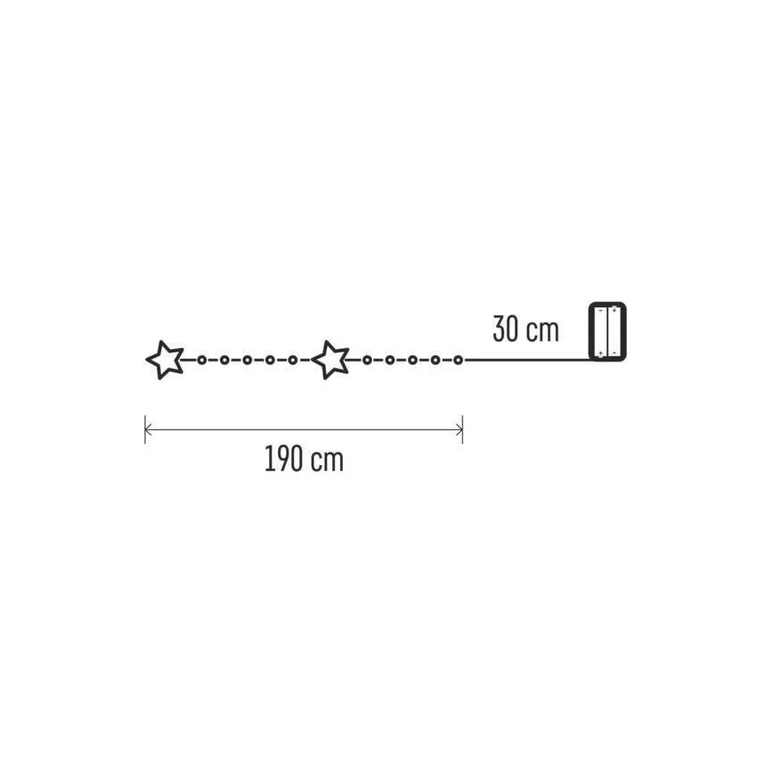 LED łańcuch świąteczny 20xLED/2xAA 2,2 m ciepła biała