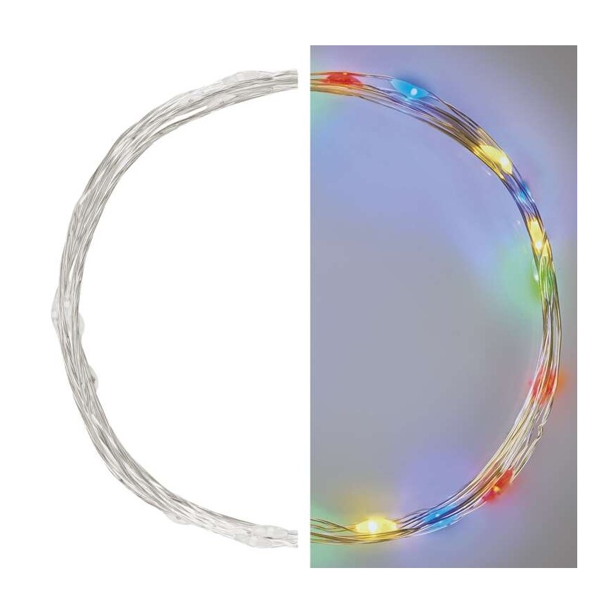 LED Łańcuch świąteczny 20xLED/2xAA 2,4m wielobarwny