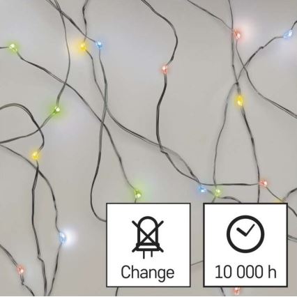 LED Łańcuch świąteczny 20xLED/2xAA 2,4m wielobarwny