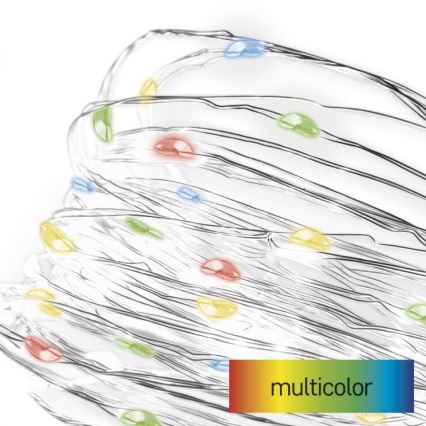 LED Łańcuch świąteczny 20xLED/2xAA 2,4m wielobarwny