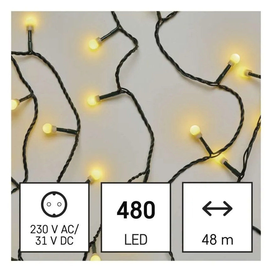 LED łańcuch świąteczny 480 diod LED / 8 trybów, 53 m, IP44, ciepła biel