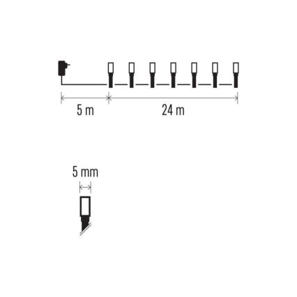 LED łańcuch świąteczny zewnętrzny 240 diod LED / 8 trybów, 29 m, IP44, ciepła biała