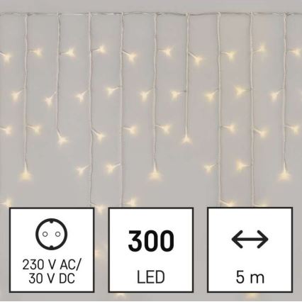 LED łańcuch świetlny na zewnątrz 300xLED/8 trybów 10 m IP44 ciepłe białe światło + pilot zdalnego sterowania