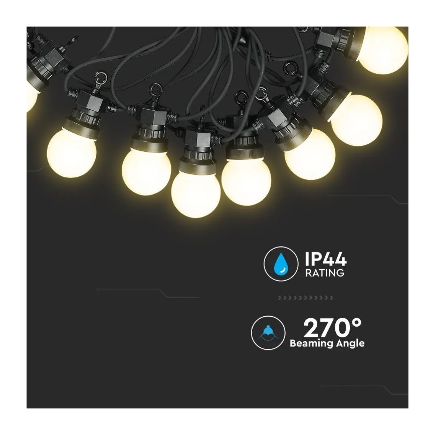 LED Łańcuch zewnętrzny STRING 10m 20xLED/0,5W/230V IP44 6000K
