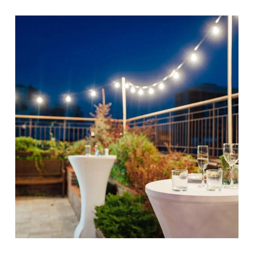 LED Łańcuch zewnętrzny STRING 10m 20xLED/0,5W/24/230V 3000K IP44