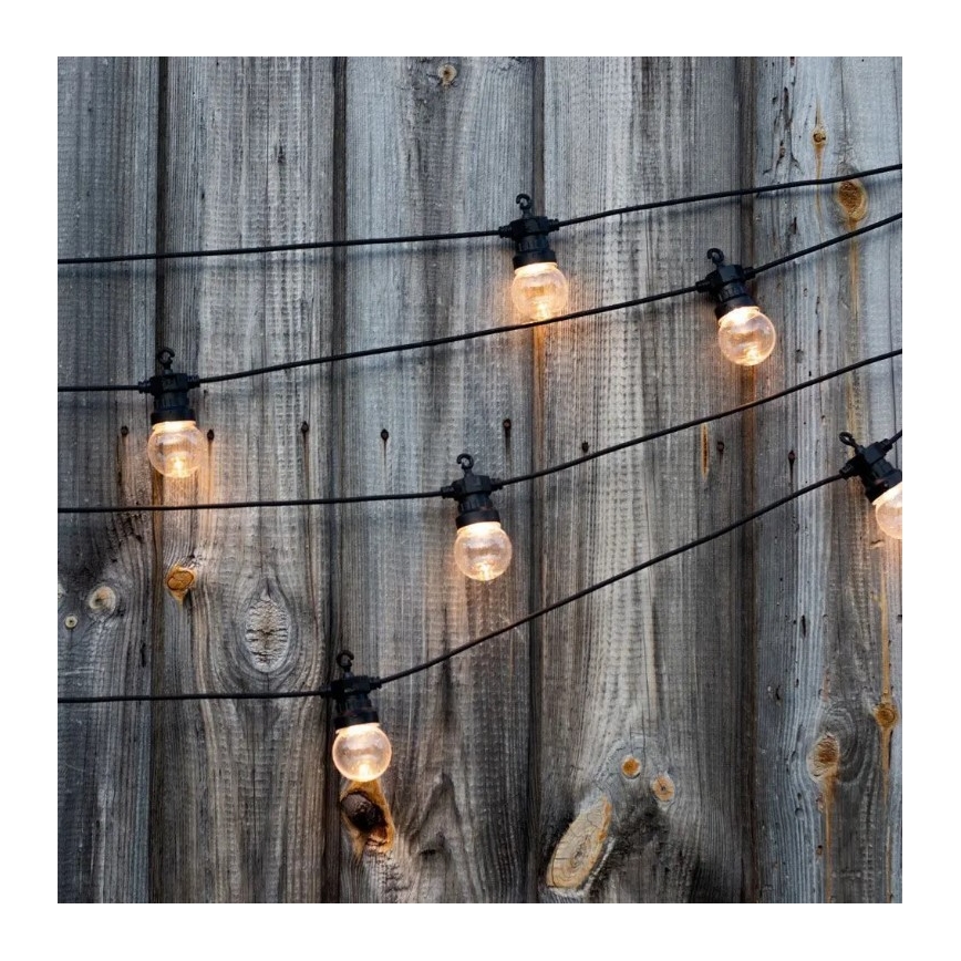 LED Łańcuch zewnetrzny STRING 5m 10xLED/0,4W/24/230V 3000K IP44