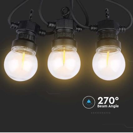 LED Łańcuch zewnetrzny STRING 5m 10xLED/0,4W/24/230V 3000K IP44