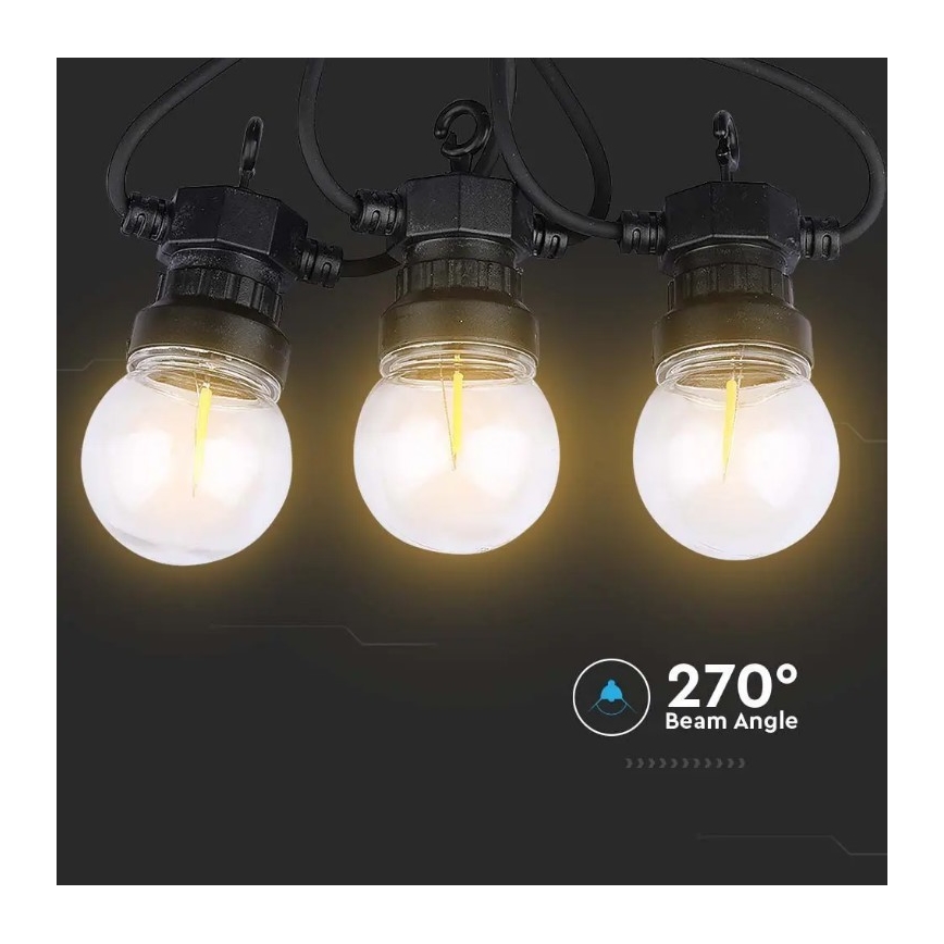 LED Łańcuch zewnetrzny STRING 5m 10xLED/0,4W/24/230V 3000K IP44