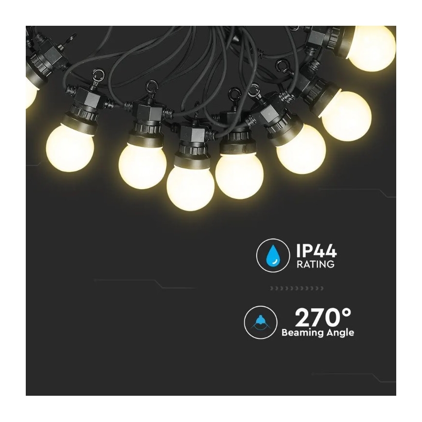 LED Łańcuch zewnętrzny STRING 5m 10xLED/0,5W/230V IP44 3000K