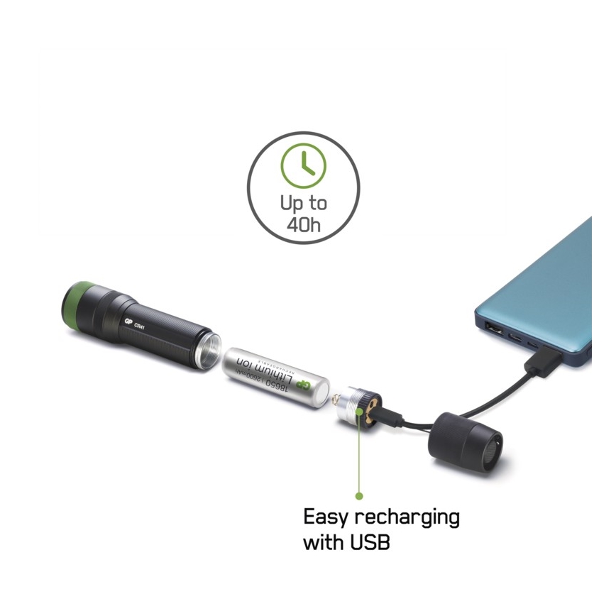 LED Latarka akumulatorowa GP DISCOVERY CR41 LED/Li-lon 3,7V IPX7
