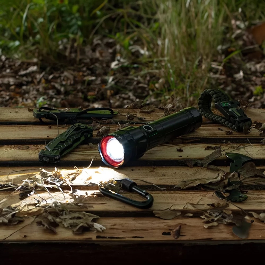LED Ściemnialna latarka akumulatorowa z funkcją powerbanku LED/30W/5V IPX5 1060 błyszcząca 5000 mAh