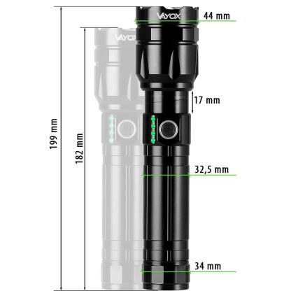 LED Ściemnialna latarka akumulatorowa z funkcją powerbanku LED/30W/5V IPX5 1060 błyszcząca 5000 mAh