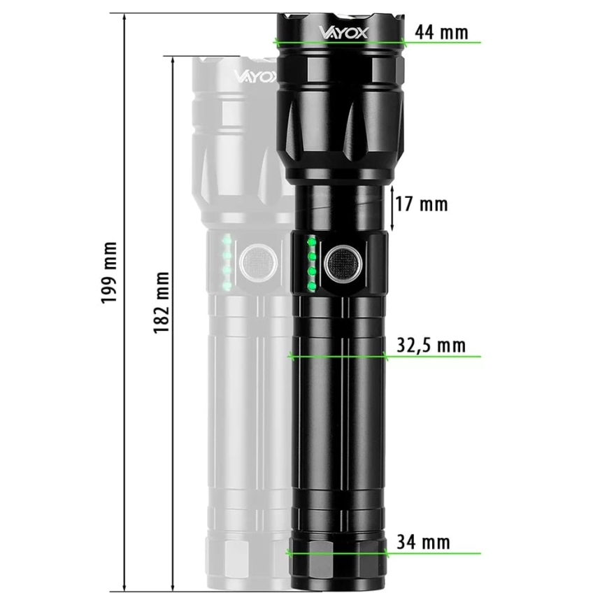 LED Ściemnialna latarka akumulatorowa z funkcją powerbanku LED/30W/5V IPX5 1060 błyszcząca 5000 mAh