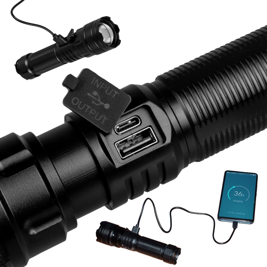 LED Ściemnialna latarka akumulatorowa z powerbankiem funkcja LED/10W/5V IPX4 600 błyszcz. 2000 mAh