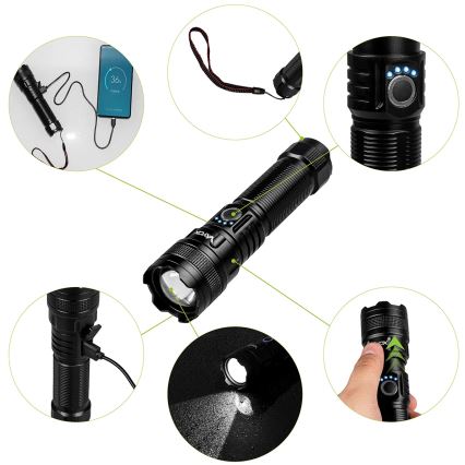 LED Ściemnialna latarka akumulatorowa z powerbankiem funkcja LED/10W/5V IPX4 600 błyszcz. 2000 mAh