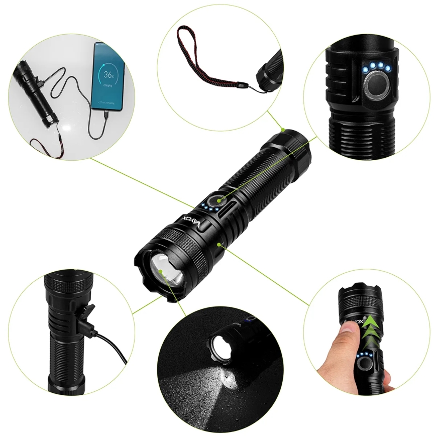 LED Latarka ładowalna ściemnialna z funkcją powerbanku LED/10W/5V IPX4 600 lm 2000 mAh