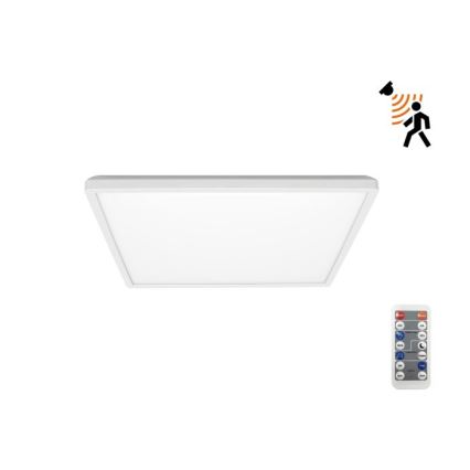 LED Lampa łazienkowa z czujnikiem ruchu i zmierzchu NIVERA LED/12W/230V IP54 3000/4000/6000K 22,5x22,5 cm biały + zdalne sterowanie