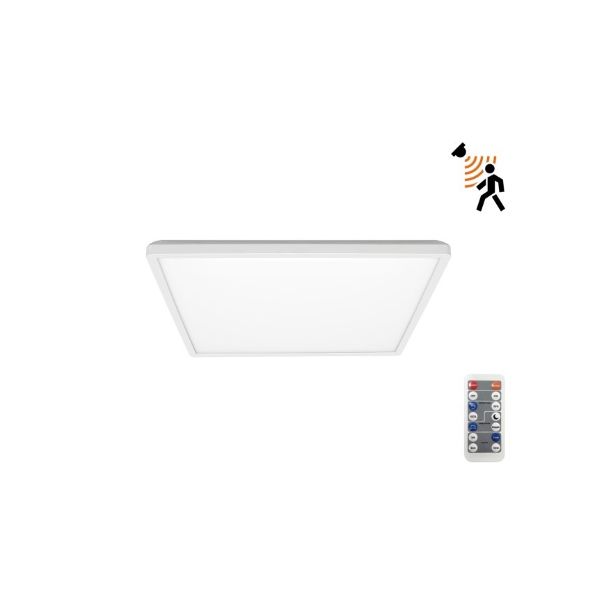 LED Lampa łazienkowa z czujnikiem ruchu i zmierzchu NIVERA LED/12W/230V IP54 3000/4000/6000K 22,5x22,5 cm biały + zdalne sterowanie
