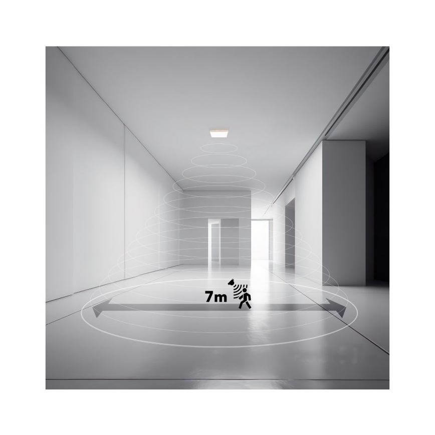 LED Lampa łazienkowa z czujnikiem ruchu i zmierzchu NIVERA LED/12W/230V IP54 3000/4000/6000K 22,5x22,5 cm biały + zdalne sterowanie