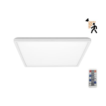 LED Lampa łazienkowa z czujnikiem ruchu i zmierzchu NIVERA LED/18W/230V IP54 3000/4000/6000K 30x30 cm biały + zdalne sterowanie
