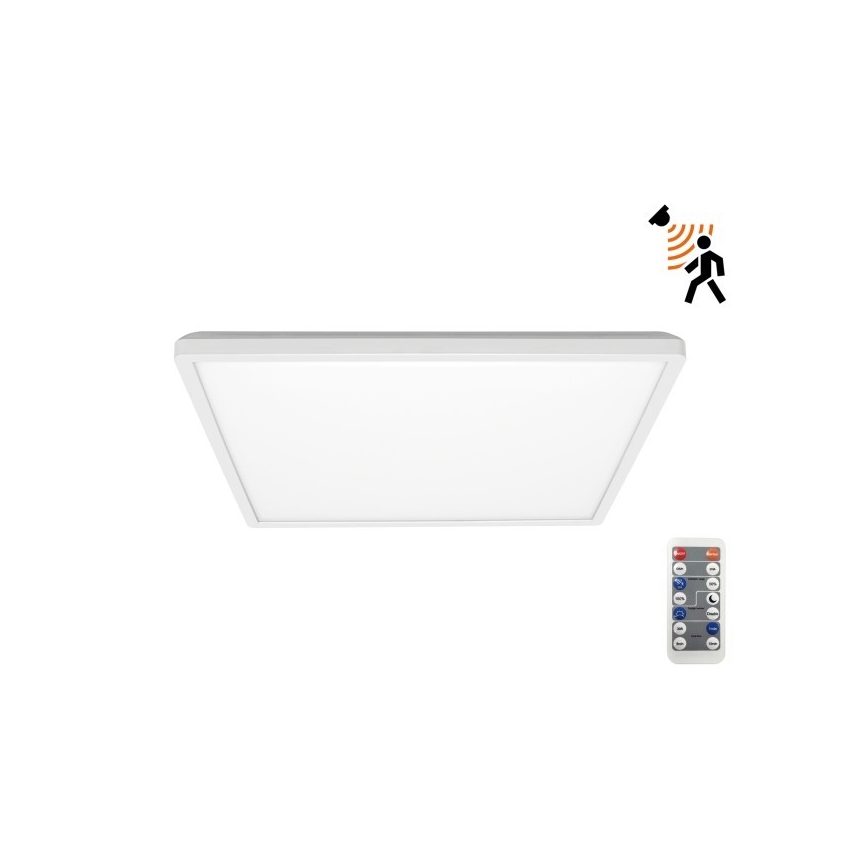 LED Lampa łazienkowa z czujnikiem ruchu i zmierzchu NIVERA LED/18W/230V IP54 3000/4000/6000K 30x30 cm biały + zdalne sterowanie