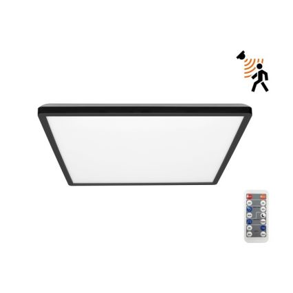 LED Lampa łazienkowa z czujnikiem ruchu i zmierzchu NIVERA LED/24W/230V IP54 3000/4000/6000K 30x30 cm czarny + zdalne sterowanie