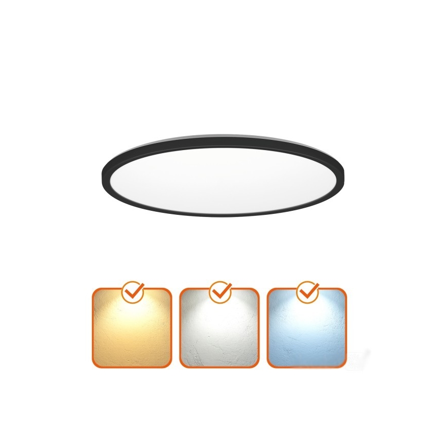LED Lampa łazienkowa z czujnikiem ruchu i zmierzchu NIVERA LED/24W/230V IP54 3000/4000/6000K śr. 30 cm czarny + zdalne sterowanie