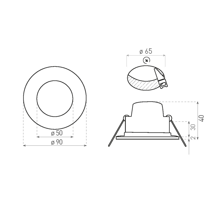 LED Łazienkowa oprawa wpuszczana BONO LED/5W/230V 3000K IP65 czarny