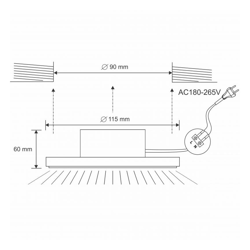 LED Łazienkowa oprawa wpuszczana LED/10W/230V 4000K srebrny IP44