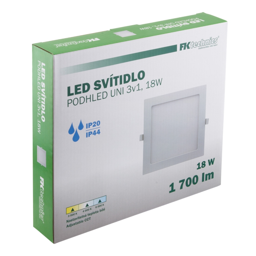 LED Łazienkowa oprawa wpuszczana LED/18W/230V 3000/4000/6000K IP44