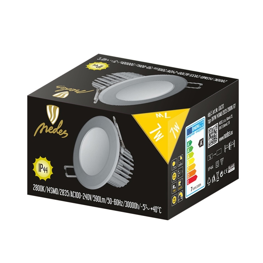 Nedes LDL213 - LED Łazienkowa oprawa wpuszczana LED/7W/230V 2800K szary