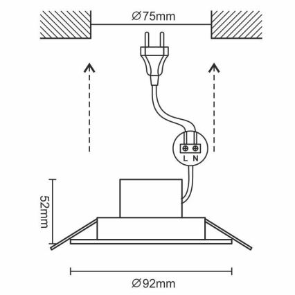 LED Łazienkowa oprawa wpuszczana LED/7W/230V 3000K srebrny IP44