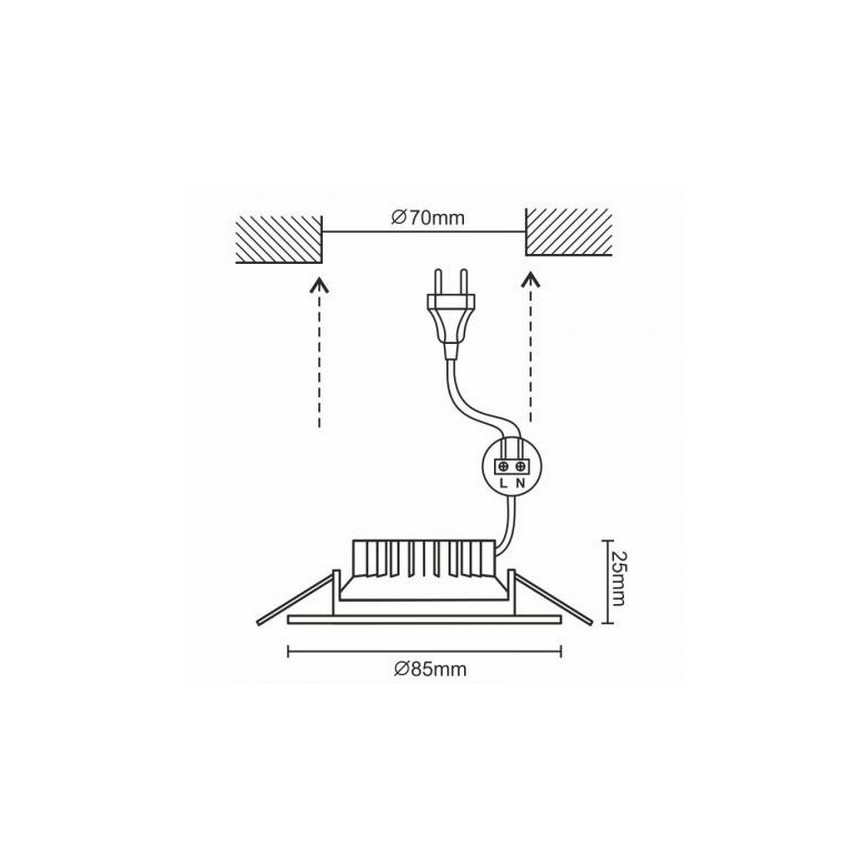 LED Łazienkowa oprawa wpuszczana LED/7W/230V 4000K srebrna IP44
