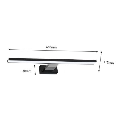 LED Łazienkowe oświetlenie lustra SHINE LED/13,8W/230V IP44 czarny/chrom błyszczący