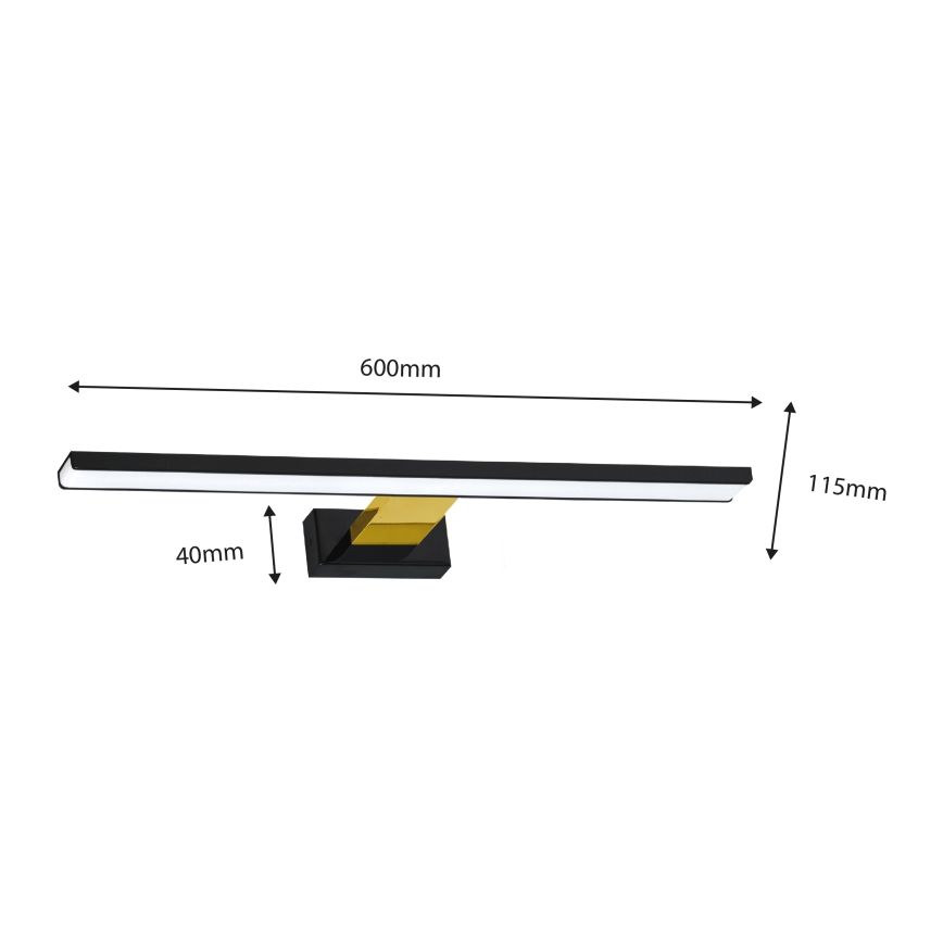 LED Łazienkowe oświetlenie lustra SHINE LED/13,8W/230V IP44 czarny/gold