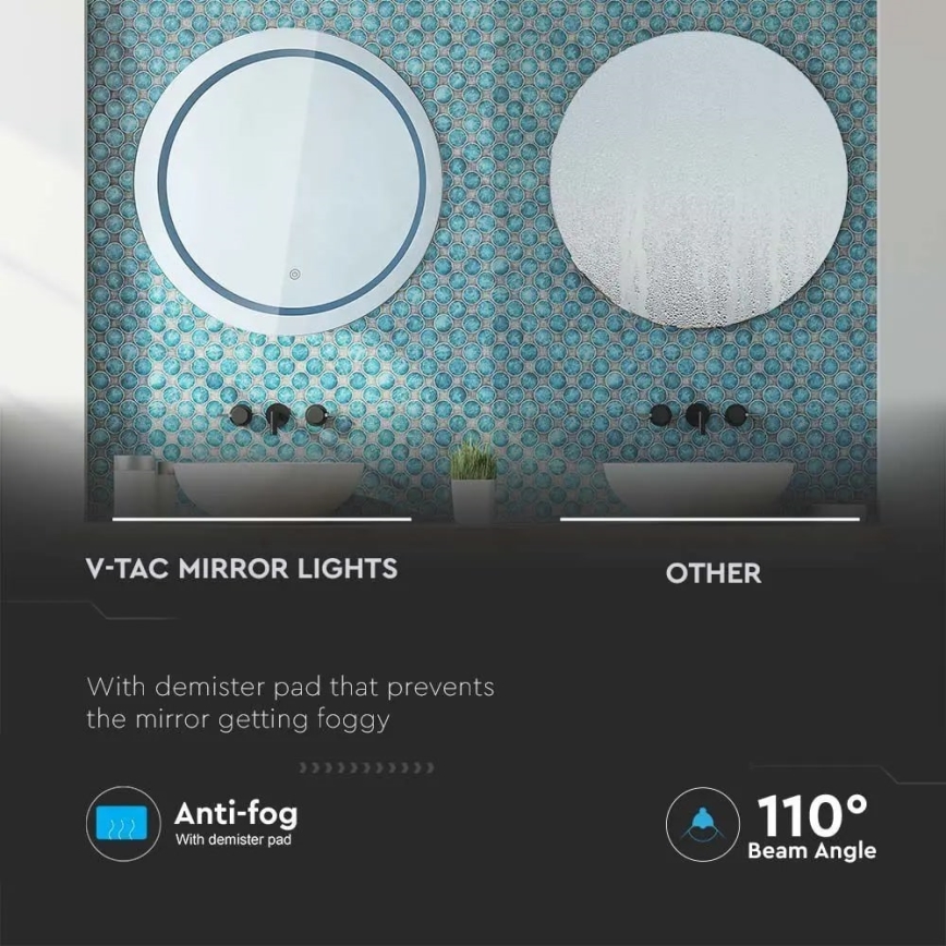 LED Łazienkowe vyhřívané podsvícené lustro LED/25W/230V IP44 3000K/4000K/6400K