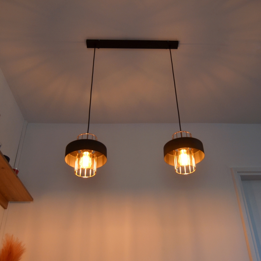 LED LED Żyrandol na lince VOLTA 2xE27/15W/230V czarny/złoty
