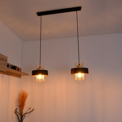 LED LED Żyrandol na lince VOLTA 2xE27/15W/230V czarny/złoty