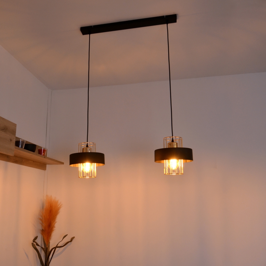 LED LED Żyrandol na lince VOLTA 2xE27/15W/230V czarny/złoty
